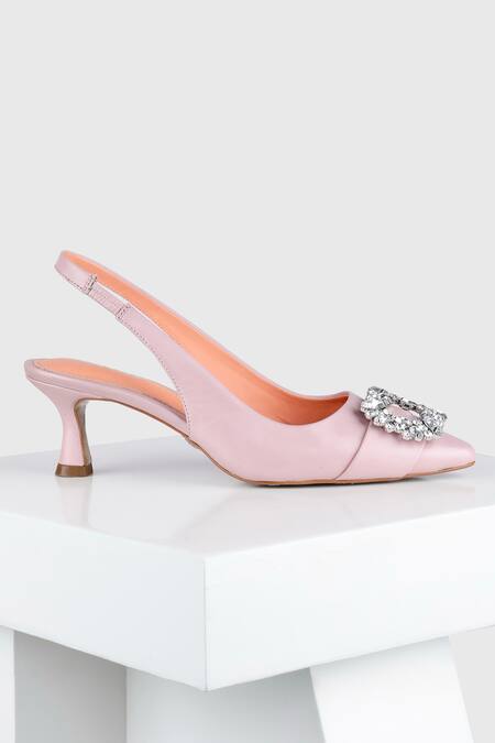 Buy_Oroh_Pink Brooches Ruby Ornamented Heels_Online_at_Aza_Fashions