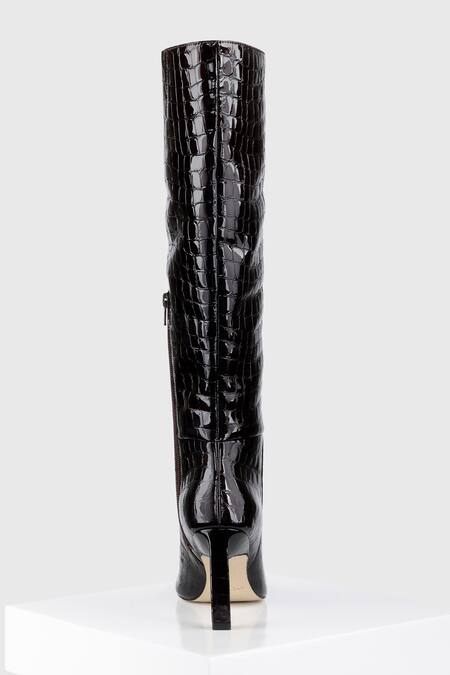 Oroh_Maroon Arucas Leather Long Boot Heels _Online_at_Aza_Fashions