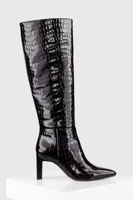 Buy_Oroh_Maroon Arucas Leather Long Boot Heels _Online_at_Aza_Fashions