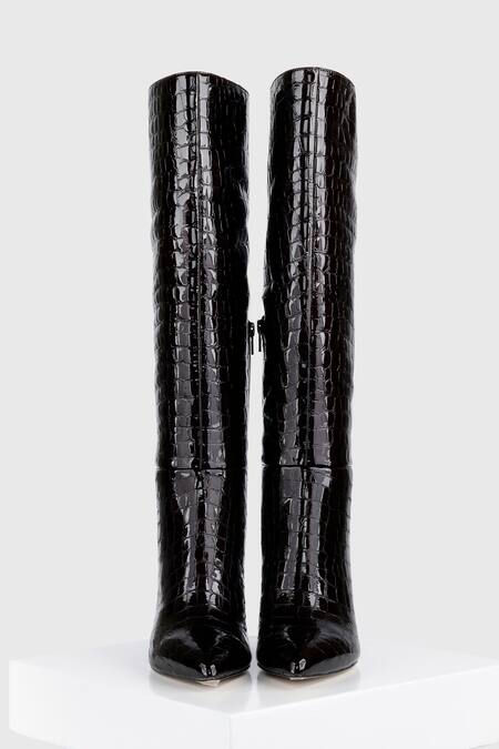 Shop_Oroh_Maroon Arucas Leather Long Boot Heels _at_Aza_Fashions