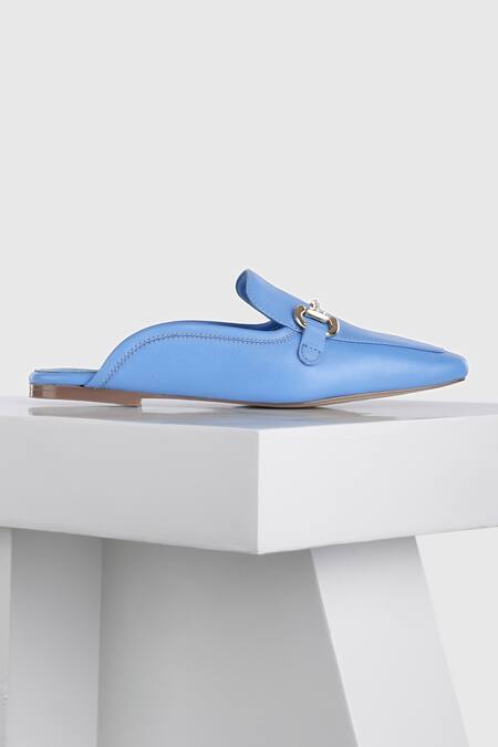 Oroh_Blue Jerez Leather Mules_Online_at_Aza_Fashions