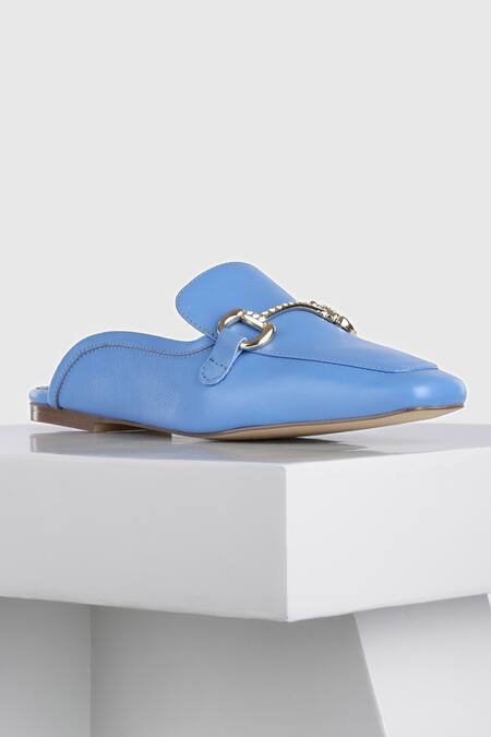 Buy_Oroh_Blue Jerez Leather Mules_Online_at_Aza_Fashions