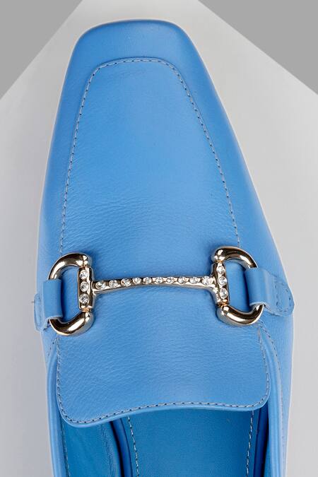 Oroh_Blue Jerez Leather Mules_at_Aza_Fashions
