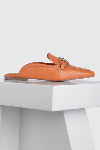 Oroh_Orange Jerez Leather Mules_Online_at_Aza_Fashions