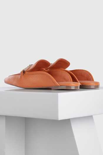 Shop_Oroh_Orange Jerez Leather Mules_Online_at_Aza_Fashions
