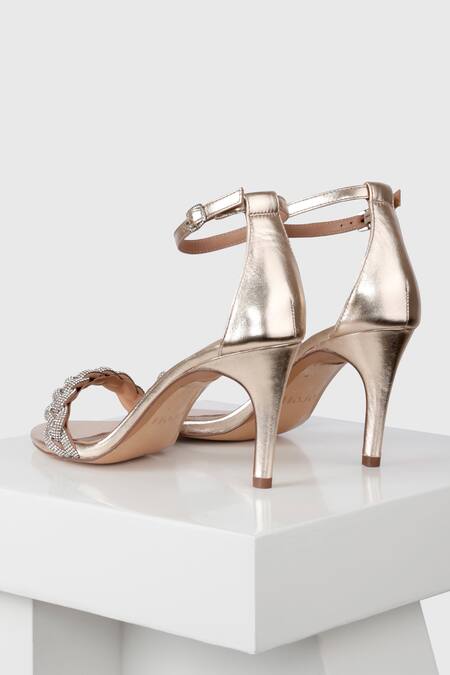 Buy_Oroh_Gold Rhinestones, Sequins Hellin Leather Embellished Heels_Online_at_Aza_Fashions