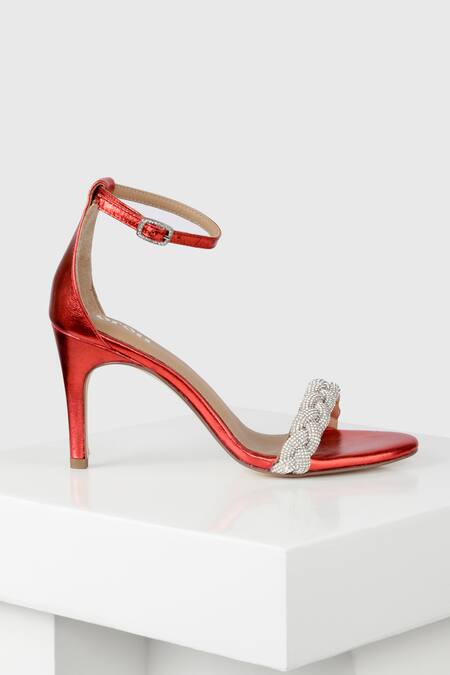 Buy_Oroh_Red Rhinestones Hellin Embellished Leather Heels_Online_at_Aza_Fashions