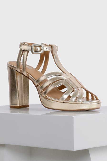 Buy_Oroh_Gold Cut Work Tarifa Leather Platform Heels _Online_at_Aza_Fashions