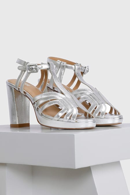 Silver Metallic Platform Heeled Sandals | Dressed in Lucy