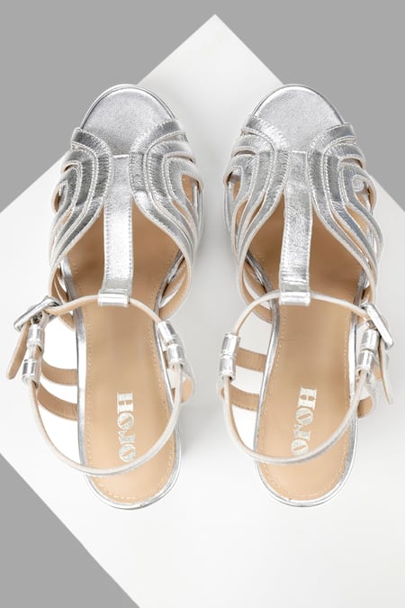 Shop_Oroh_Silver Tarifa Leather Platform Heels _at_Aza_Fashions