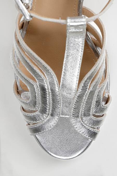 Oroh_Silver Tarifa Leather Platform Heels _at_Aza_Fashions
