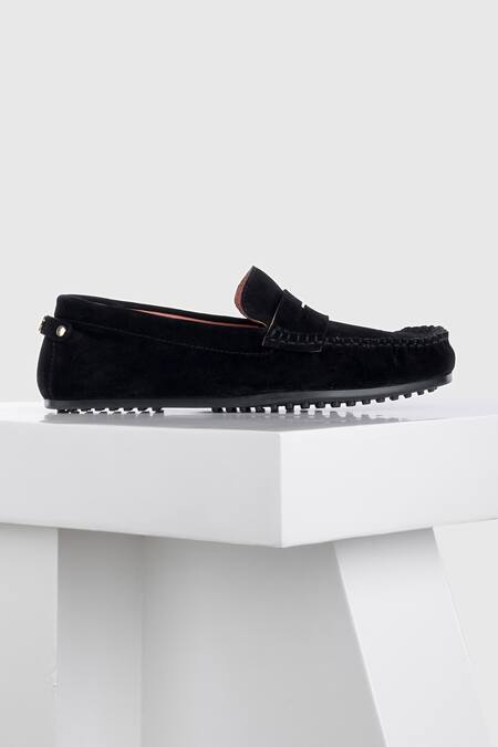 Oroh_Black Suede Leather Mocassin_Online_at_Aza_Fashions