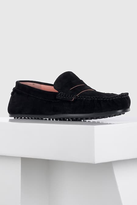 Buy_Oroh_Black Suede Leather Mocassin_Online_at_Aza_Fashions