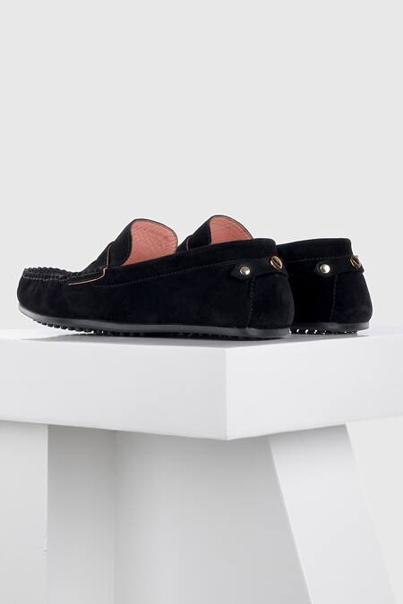 Shop_Oroh_Black Suede Leather Mocassin_Online_at_Aza_Fashions