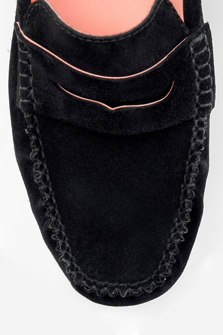 Oroh_Black Suede Leather Mocassin_at_Aza_Fashions