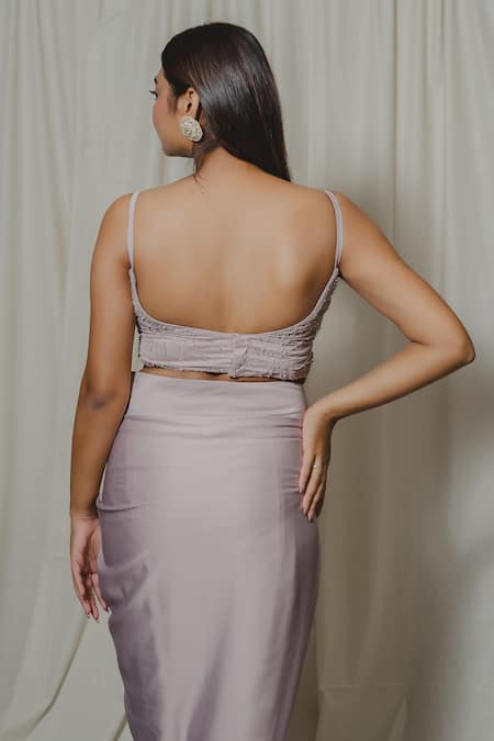 Shinor Embroidered Shrug & Draped Skirt Set 