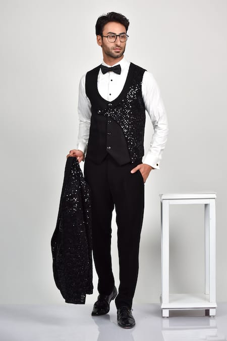 Soniya G Scattered Sequin Embroidered Tuxedo Set 