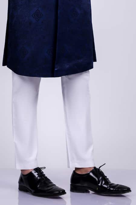 Buy_Soniya G_Blue Silk, Crepe Brooches Vintage Pattern Woven Sherwani Set _Online_at_Aza_Fashions