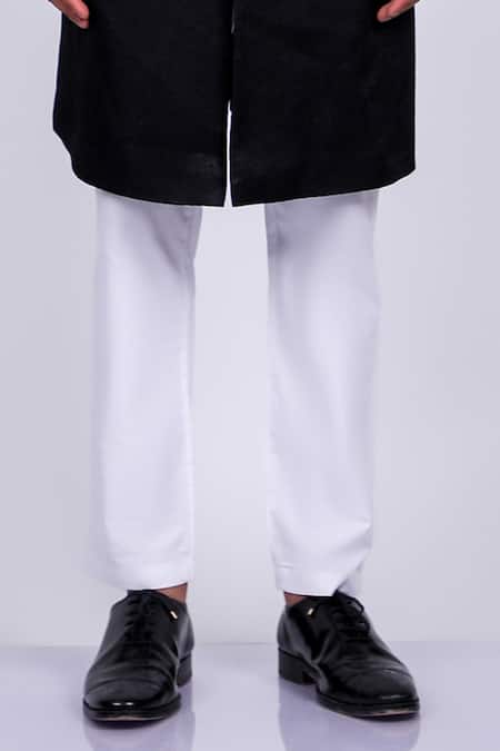 Soniya G_Black Crepe, Handloom Cotton Metallic Thread Woven Vintage Pattern Sherwani Set _Online_at_Aza_Fashions