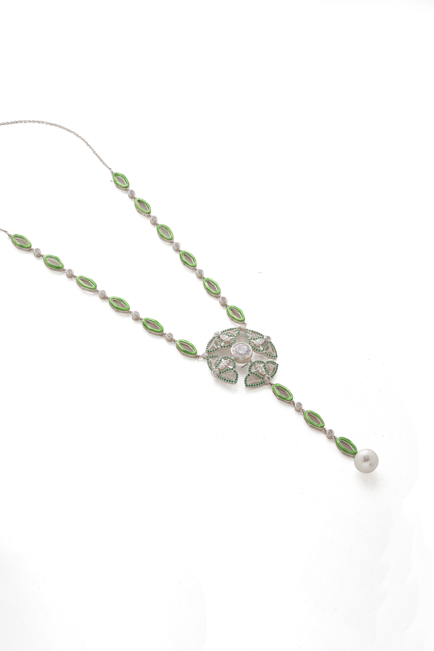 Shop_Janvi Sachdeva Design_Green Semi Precious Gemstone Embellished Necklace _Online_at_Aza_Fashions