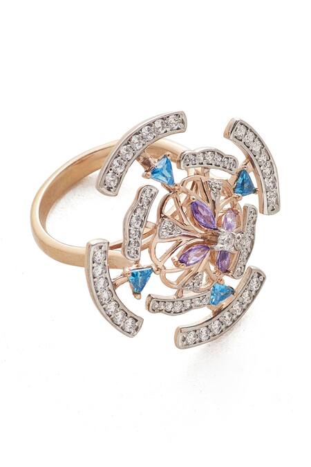 Janvi Sachdeva Design Stone Embellished Mughal Jaal Ring 