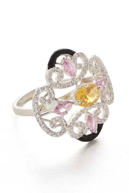 Janvi Sachdeva Design Mughal Pattern Embellished Ring 