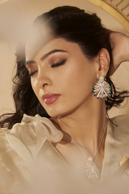 Janvi Sachdeva Design Cubic Zirconia Diamonds Embellished Earrings 