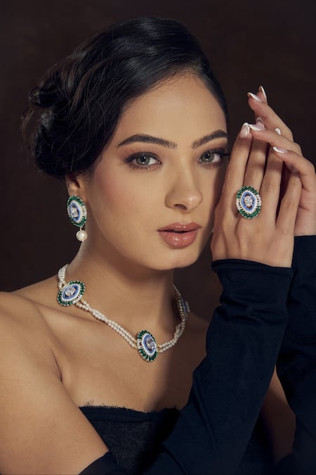 Janvi Sachdeva Design Semi Precious Gemstones Embellished Necklace 