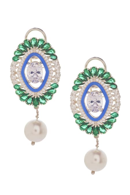 Janvi Sachdeva Design Semi Precious Gemstones Embellished Earrings 