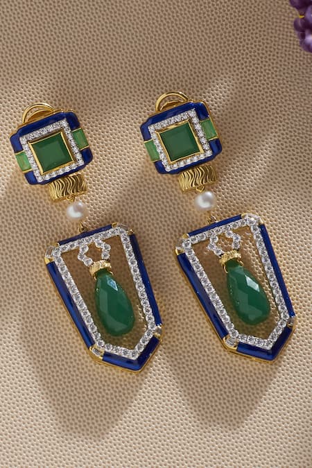 Janvi Sachdeva Design Cubic Zirconia Diamonds Embellished Earrings 