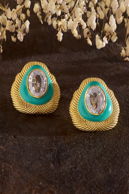 Janvi Sachdeva Design Cubic Zirconia Diamonds Embellished Studs 