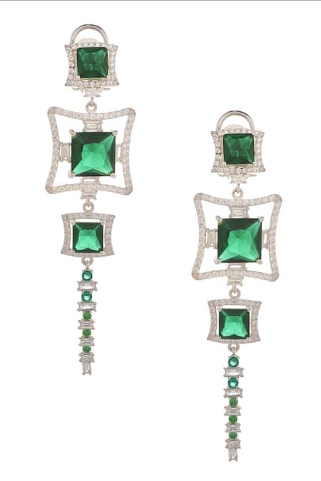 Janvi Sachdeva Design Cubic Zirconia Diamonds Embellished Earrings 