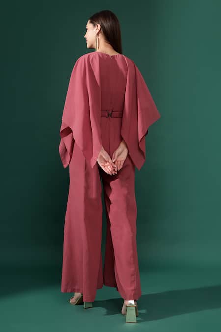 Aakaar Cut Sleeves Jumpsuit With Pearl Embroidered Belt 