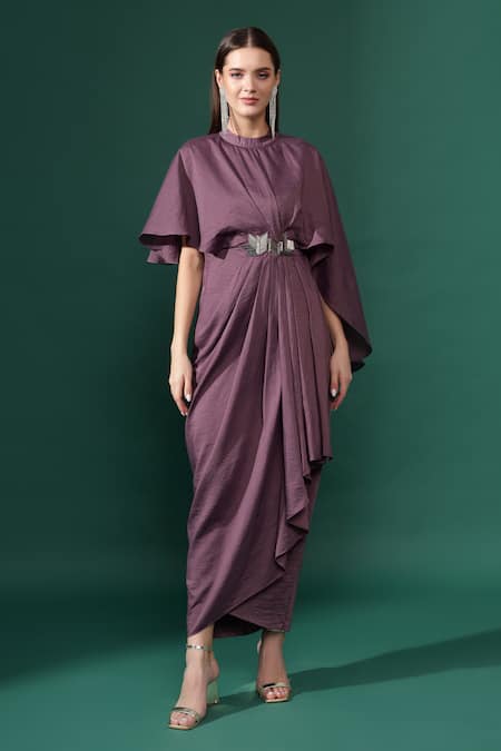 Aakaar Metallic Embellished Pleated Draped Dress 