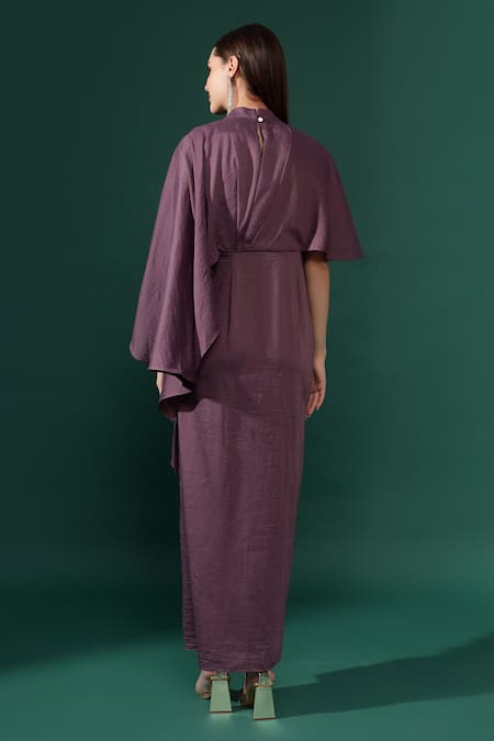 Aakaar Metallic Embellished Pleated Draped Dress 