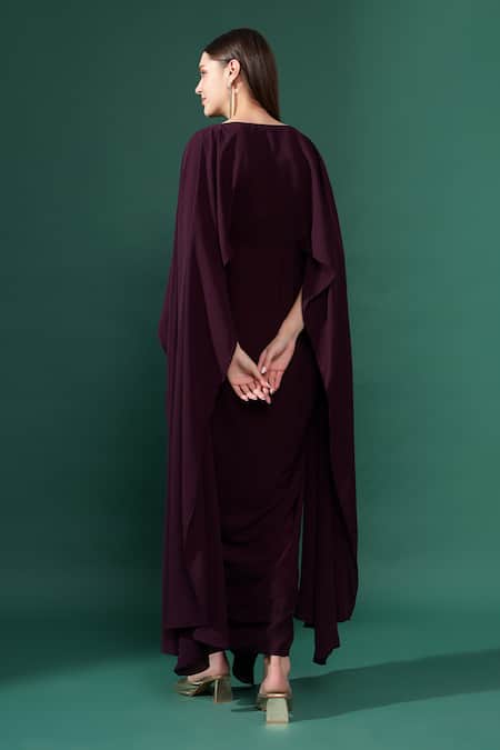 Aakaar Elena Crystal Embellished Draped Gown 