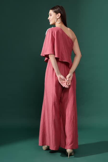 Aakaar Pearls Embellished One Shoulder Jumpsuit 