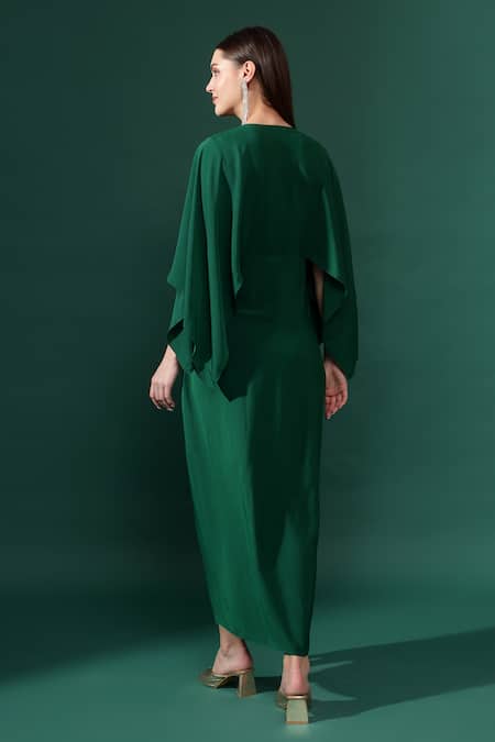 Aakaar Chevron Metallic Embellished Draped Dress 