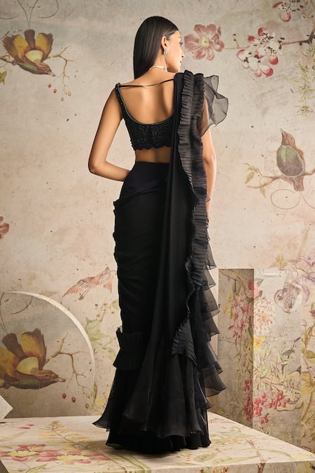 Ridhi Mehra Allure Pre-Draped Ruffle Saree With Embroidered Blouse 