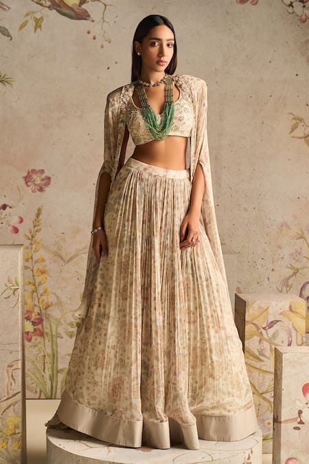 Ridhi Mehra Zest Floral Print Cape Skirt Set 