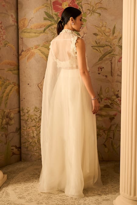 Shop Ridhi Mehra Ivory Organza Edgy Embroidered Jacket Sharara Set at Aza Fashions Shop_Ridhi Mehra_Ivory Organza Edgy Embroidered Jacket Sharara Set _at_Aza_Fashions