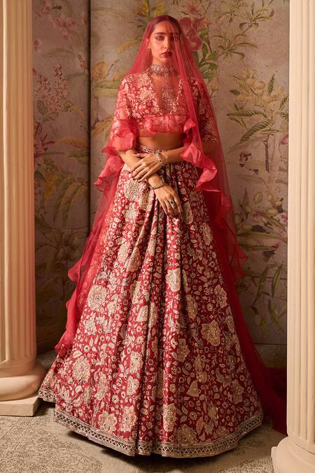 Buy Grey Raw Silk Sweetheart Neck Embroidered Bridal Lehenga Set For Women  by Rachit Khanna Online at Aza Fashions.