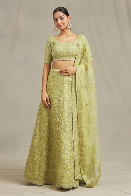 Buy Ivory Lehenga And Blouse Georgette Embroidery Floral Bridal Set For  Women by Prevasu Online at Aza Fashions.