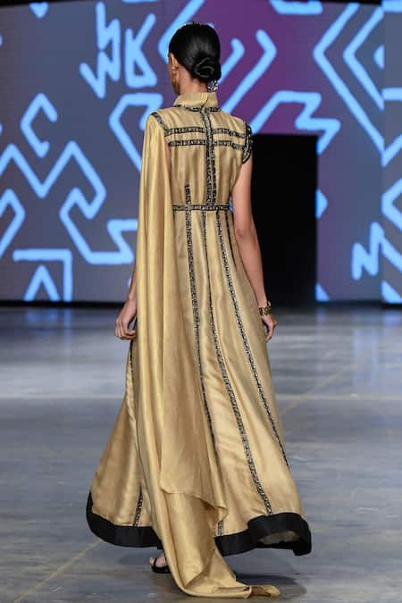 Abstract By Megha Jain Madaan Geometric Embellished Draped Gown 