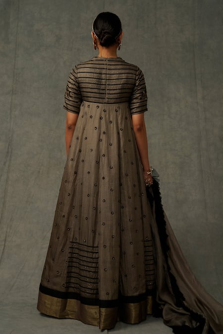 Abstract By Megha Jain Madaan Floral Embroidered Flared Gown 