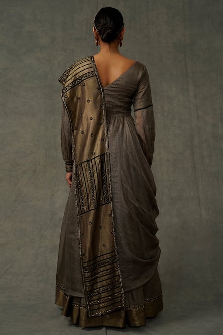 Abstract By Megha Jain Madaan Floral Embellished Draped Saree Gown 