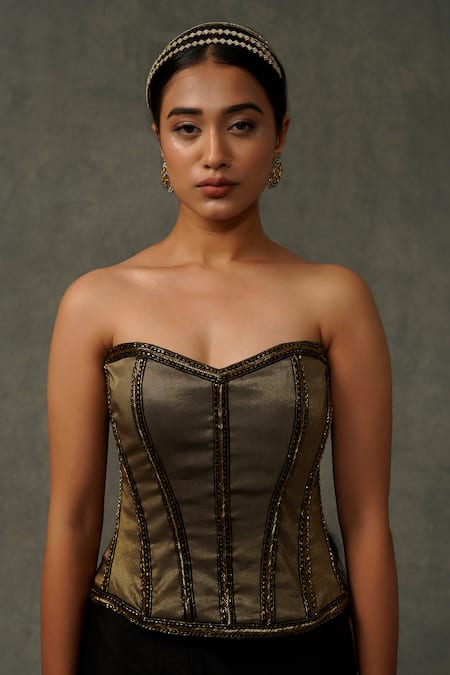 Abstract By Megha Jain Madaan Hand Embellished Corset 