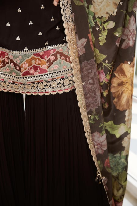 Buy Basanti - Kapde Aur Koffee Black Georgette Sequins, Embroidery Halter Neck Kurta Gharara Set Online at Aza Fashions Buy_Basanti - Kapde Aur Koffee_Black Georgette Sequins, Embroidery Halter Neck Kurta Gharara Set_Online_at_Aza_Fashions