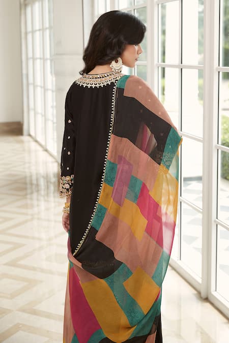 Basanti - Kapde Aur Koffee Paisley Embroidered Kurta Sharara Set 