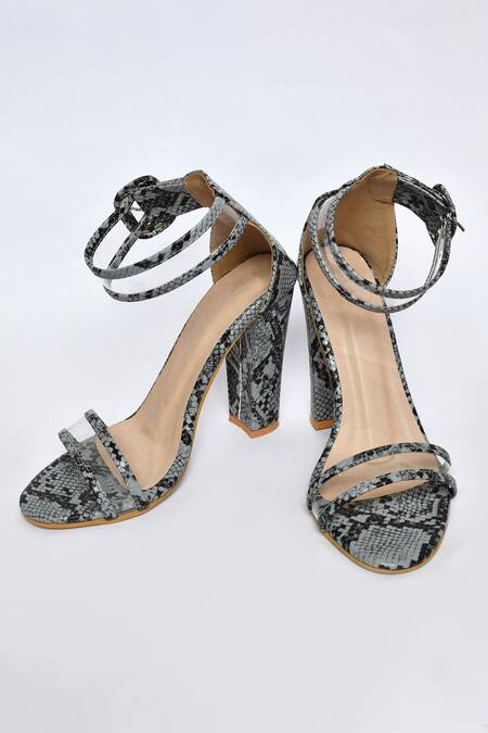 Grey snake print hot sale block heels